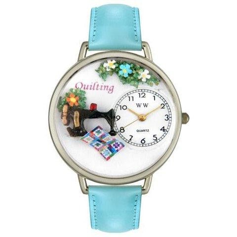 Whimsical Unisex Quilting Baby Blue Leather Watch