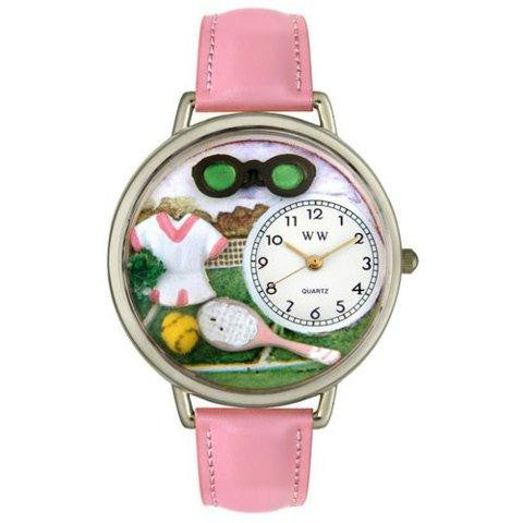 Whimsical Unisex Tennis Female Pink Leather Watch