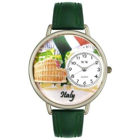 Whimsical Unisex Italy Hunter Green Leather Watch