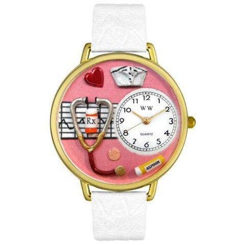 Whimsical Unisex Nurse Red White Skin Leather Watch