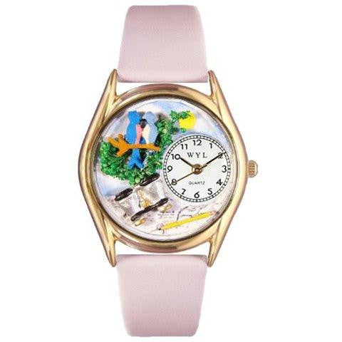 Whimsical Womens Bird Watching Yellow Leather Watch