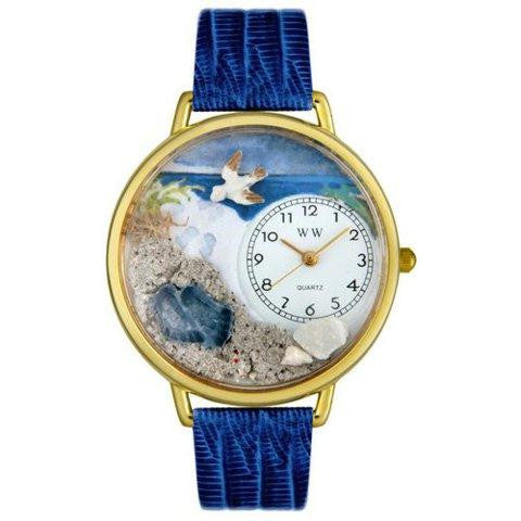 Whimsical Unisex Footprints Royal Blue Leather Watch