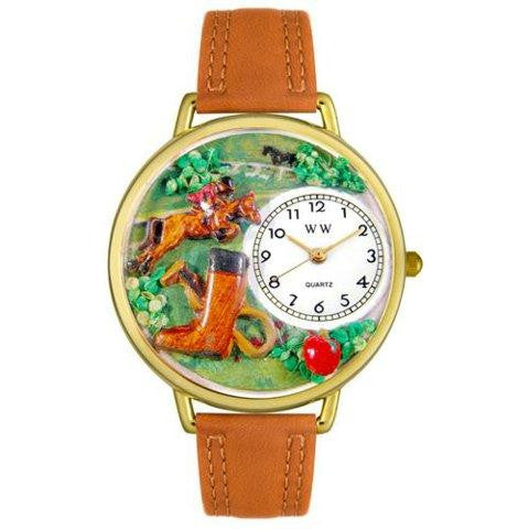 Whimsical Unisex Horse Competition Tan Leather Watch