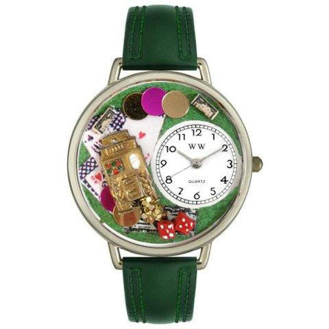 Whimsical Unisex Casino Hunter Green Leather Watch