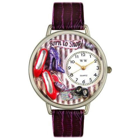 Whimsical Unisex Shoe Shopper Purple Leather Watch