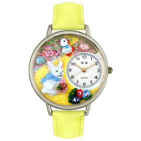 Whimsical Unisex Easter Bunny Yellow Leather Watch