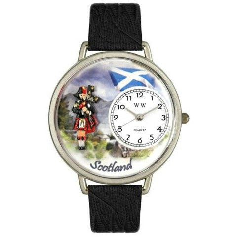 Whimsical Unisex Scotland Black Skin Leather Watch