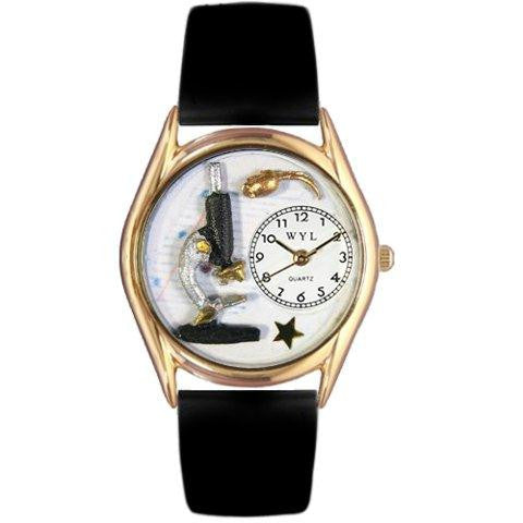 Whimsical Womens Science Teacher Black Leather Watch