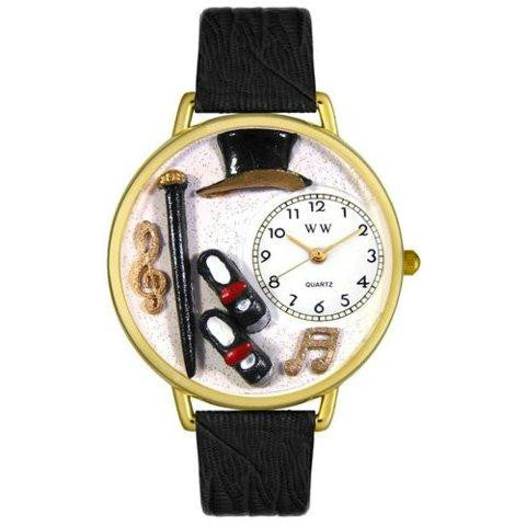 Whimsical Unisex Tap Dancing Black Skin Leather Watch