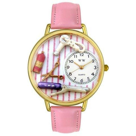 Whimsical Unisex Beautician Female Pink Leather Watch