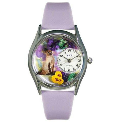 Whimsical Womens Siamese Cat Lavender Leather Watch