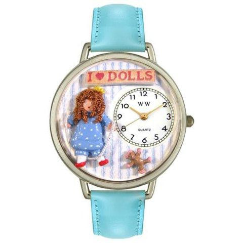 Whimsical Unisex Doll Lover Baby Blue Leather Watch