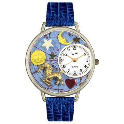 Whimsical Unisex Capricorn Royal Blue Leather Watch