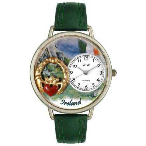 Whimsical Unisex Ireland Hunter Green Leather Watch