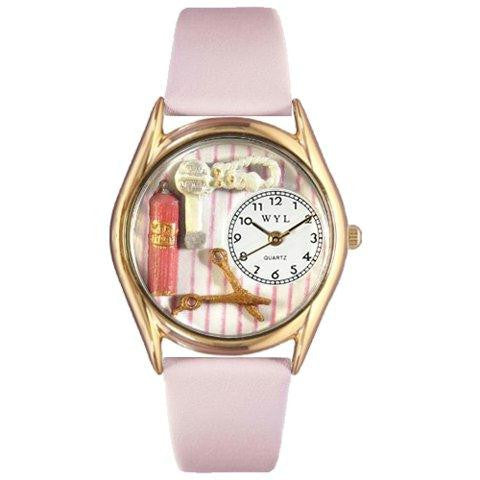 Whimsical Womens Beautician Female Pink Leather Watch