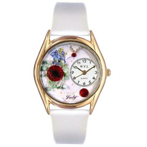 Whimsical Womens Birthstone: July White Leather Watch