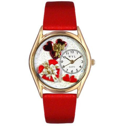 Whimsical Womens Valentines Day Red Red Leather Watch