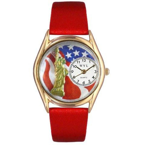 Whimsical Womens July 4th Patriotic Red Leather Watch