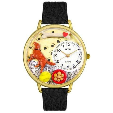 Whimsical Unisex Irish Setter Black Skin Leather Watch