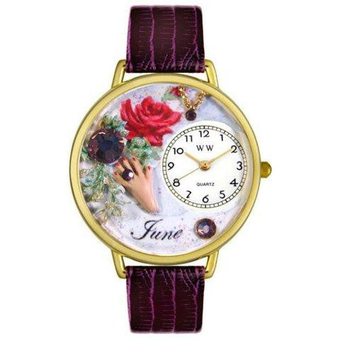 Whimsical Unisex Birthstone: June Purple Leather Watch