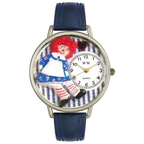 Whimsical Unisex Raggedy Ann Navy Blue Leather Watch