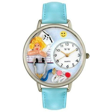 Whimsical Unisex Nurse Angel Baby Blue Leather Watch