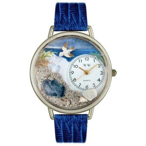 Whimsical Unisex Footprints Royal Blue Leather Watch