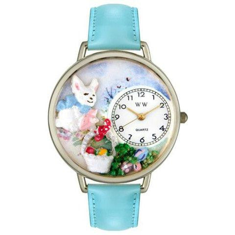 Whimsical Unisex Easter Eggs Baby Blue Leather Watch