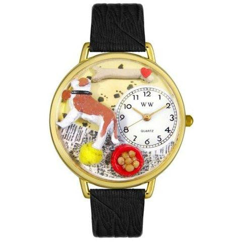 Whimsical Unisex Saint Bernard Black Skin Leather Watch