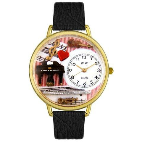 Whimsical Unisex Music Teacher Black Skin Leather Watch