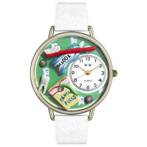 Whimsical Unisex Dental Assistant White Leather Watch