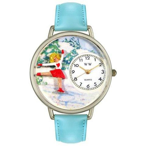 Whimsical Unisex Ice Skating Baby Blue Leather Watch4