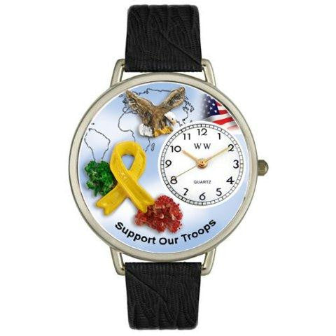 Whimsical Unisex Support Our Troops Tan Leather Watch