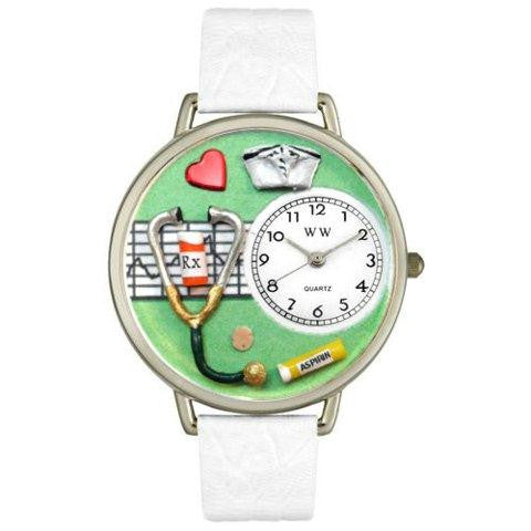 Whimsical Unisex Nurse Green White Skin Leather Watch