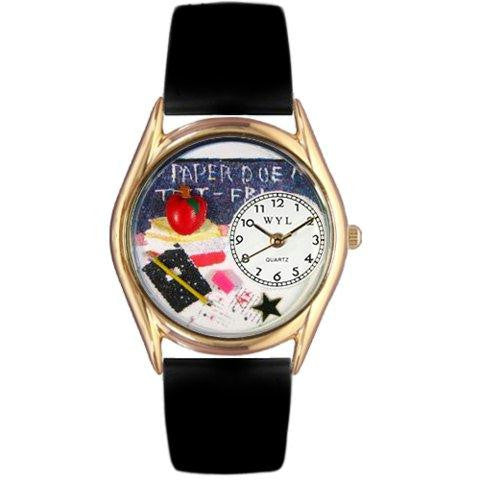 Whimsical Womens Kindergarten Teacher Red Leather Watch