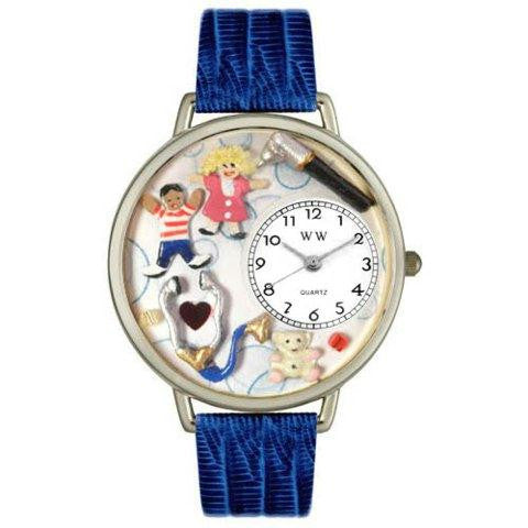 Whimsical Unisex Pediatrician Royal Blue Leather Watch