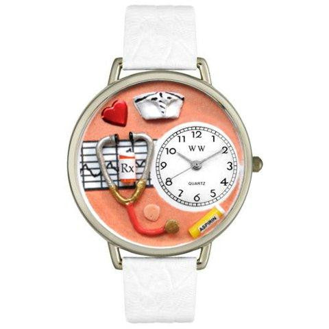 Whimsical Unisex Nurse Orange White Skin Leather Watch