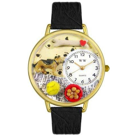 Whimsical Unisex German Shepherd Black Skin Leather Watch