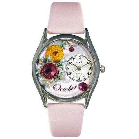 Whimsical Womens Birthstone: October Pink Leather Watch