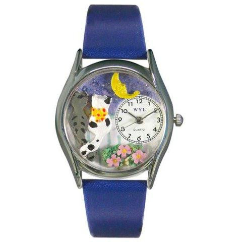 Whimsical Womens Cats Night Out Royal Blue Leather Watch