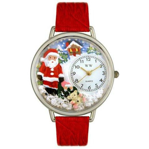 Whimsical Unisex Christmas Santa Claus Red Leather Watch