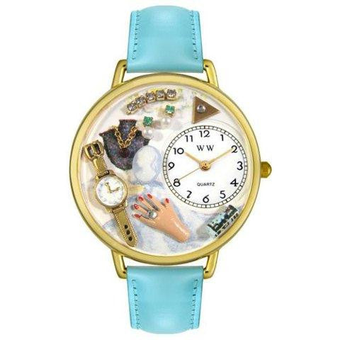 Whimsical Unisex Jewelry Lover Blue Baby Blue Leather Watch