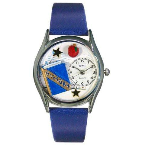 Whimsical Womens History Teacher Royal Blue Leather Watch