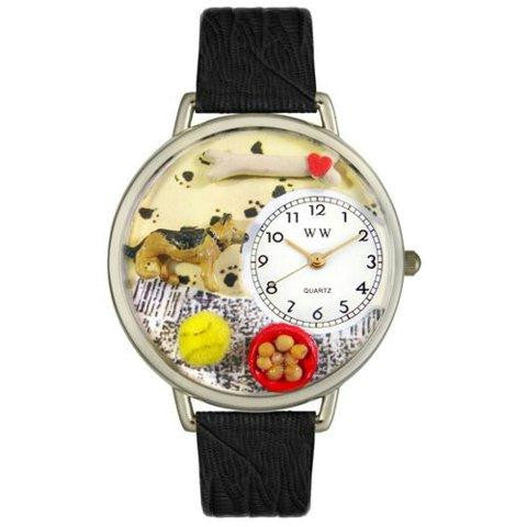 Whimsical Unisex German Shepherd Black Skin Leather Watch