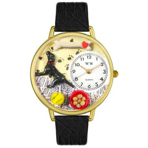 Whimsical Unisex Labrador Retriever Black Skin Leather Watch