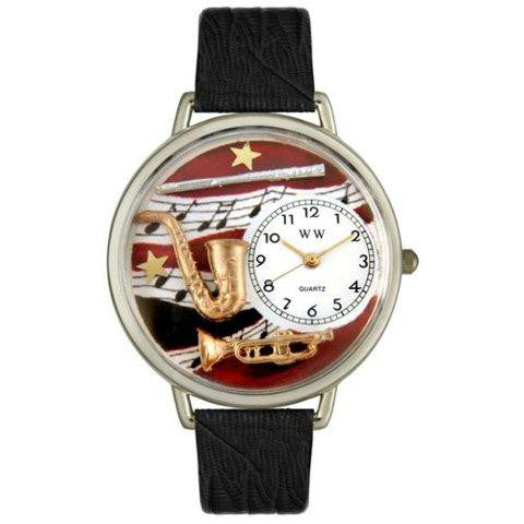 Whimsical Unisex Wind Instruments Black Skin Leather Watch