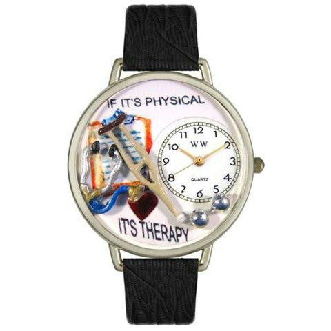 Whimsical Unisex Physical Therapist Black Skin Leather Watch