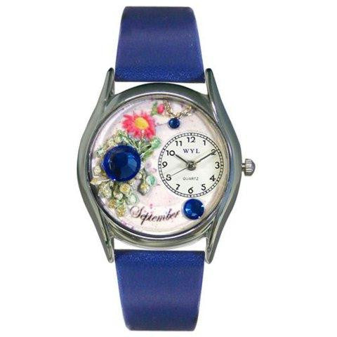 Whimsical Womens Birthstone: September Royal Blue Leather Watch