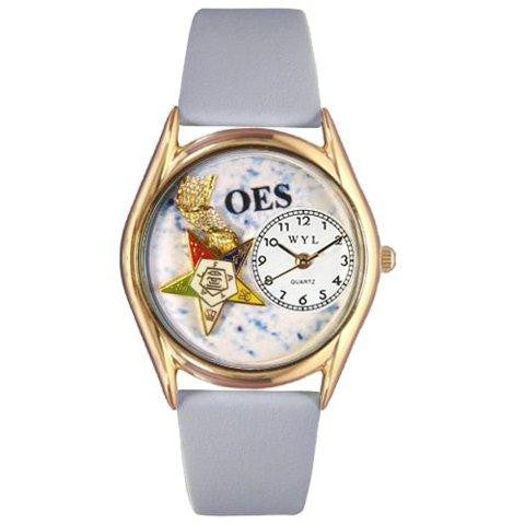 Whimsical Womens Order of the Eastern Star Baby Blue Leather Watch