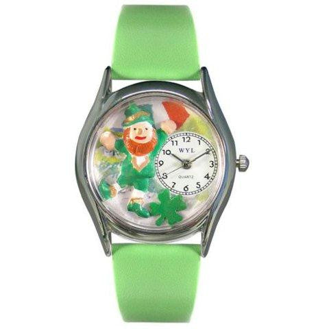 Whimsical Womens St.Patricks Day w- Irish Flag Green Leather Watch